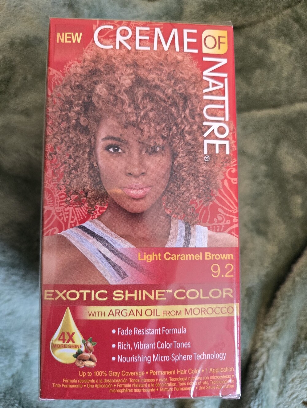 THREE CREME OF NATURE LIGHT CARAMEL BROWN 9.2 EXOTIC SHINE COLOR HAIR DYE NEW